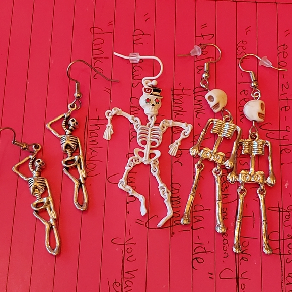 Skeleton Earring Dangles Lot 5 NWT - Picture 6 of 6